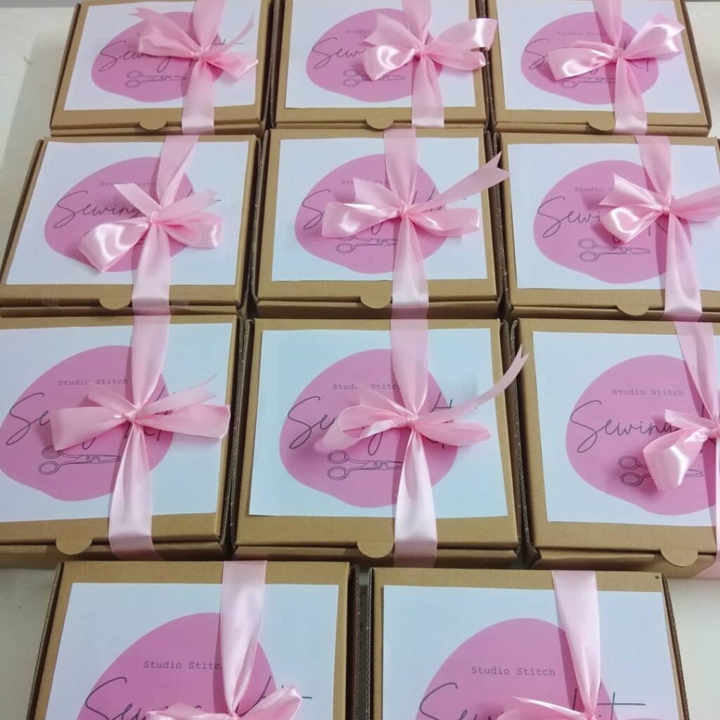 Handmade sewing boxes ready for students